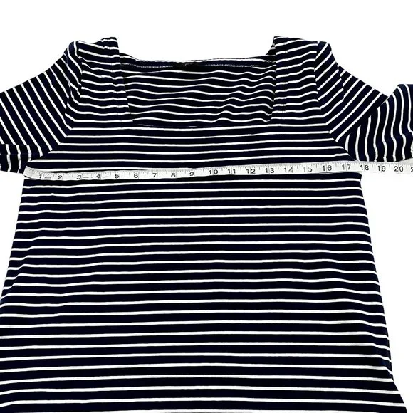 J. Crew‎ Square Neck T-Shirt in Blue White Stripes Size M - Picture 5 of 6